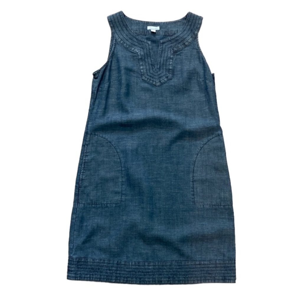 J. Jill Denim Blue Sleeveless Shift Dress, sz XS Petite